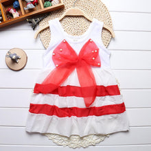 Load image into Gallery viewer, Luxury Summer Fashion Purple Stripe Round Neck Sleeveless Chiffon Dresses for baby Girls With Big Bow
