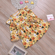将图片加载到图库查看器，Modern Autmn Colorful Baby Kids Girl Dress For Kids Infant Baby Girls 1-6Years In Hallowen Pumpkin Design Autmn Season
