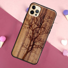 Load image into Gallery viewer, Vintage Tree Flower Bamboo Wood Case For iPhone Pro Max 12 13 min SE For iPhone 13 Shockproof Wooden Texture Protective Cover Unique &amp; Classy Wooden Case
