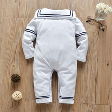 Load image into Gallery viewer, Newborn Baby Boy/Girl  White Navy Sailor Uniforms Long Sleeve Jumpsuit Romper For Baby Kids
