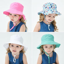 Load image into Gallery viewer, Modern Baby Hat for Girls &amp; Boys Kids Bucket Hat Travel Beach Hat Baby Cap Sun Hats with Windproof Rope
