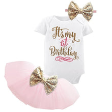 将图片加载到图库查看器，New Trend Dress For Baby Girls First 1st Birthday Baby Clothing Toddler Summer Clothes For Birthday Party
