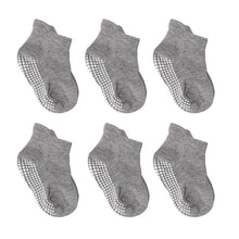 将图片加载到图库查看器，6 Pairs Cotton Baby 's Non-slip Boat Low Cut Floor Socks With Rubber Grips For Boys &amp; Girls Sock
