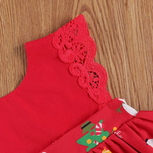 Load image into Gallery viewer, Baby Girls  Bodysuits Dress Lace Ruffles Short Sleeve Cartoon Print Jumpsuits Headband
