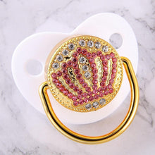 Load image into Gallery viewer, Modern Diamond Luxury Pink Crown Rhinestones Baby Pacifier Lollipop Elegant Infant Baby Shower Gift For Kids
