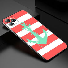 将图片加载到图库查看器，Anchor Boat Ship Wheel Phone Case For iPhone 13 12 Mini 11 Pro XS Max XR X 8 7 6S 6 Plus 5S 5 SE 2020 Black Cover Custom Anchor Hard Back Cover Case
