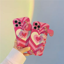 Load image into Gallery viewer, Cute Heart Chain Cute Case Luxury 3D Love Heart Wristband Girl Soft Case For iPhone 14 13 11 12 Pro Max 7 8 Plus Xr X Xs Silicone Phone Cover  Cute Case Luxury Hearts Case Camera Cover Protective Soft Slim Girly Case Designed for iPhone
