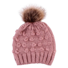 将图片加载到图库查看器，Infant Baby Boy Girl &amp; Mom Winter Knit Warm Soft Beanie Hat Hairball Cap for Adult Children Family Matching Caps Hats
