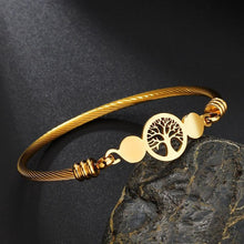 Load image into Gallery viewer, New Modern Luxury Charm Elegant Hollow Tree Of Life Bracelets Amazing Stainless Steel Gold Cuff Bangles For Women
