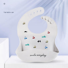 将图片加载到图库查看器，Cute Cartoon Print Baby Bibs Waterproof Soft Silicone Baby Feeding Stuff Dinosaur Pattern Bib For Kids
