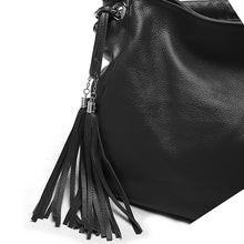 将图片加载到图库查看器，Zency Black White Bag 100% Soft Genuine Leather Tassel Women's Handbag Ladies Shoulder Bags Messenger Satchel Crossbody Purse
