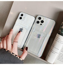 Load image into Gallery viewer, Gradient Rainbow Charming Case For iPhone 13 11 12 Pro Max XS XR 7 8 Plus Transparent Cover with Wallet Card Holder Case  Soft Cover for iPhone
