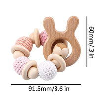 Load image into Gallery viewer, Wooden Teether Hedgehog Crochet Beads Wood Crafts Ring Engraved Bead Baby Teether Wooden Toys For Kids Rattle
