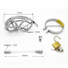 Load image into Gallery viewer, Stainless Steel Male Chastity Device with Catheter,Cock Cage,Chastity Belt,Penis Ring,Virginity Lock,Adult Game,Cock Ring A143

