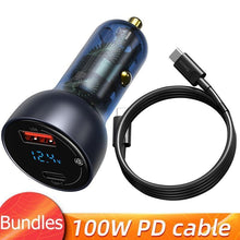 将图片加载到图库查看器，65W USB Car Charger Quick Charge QC4.0 QC3.0 Type C PD Fast Car Charging Portable Charger
