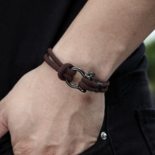 将图片加载到图库查看器，Modern Elegant Rope Luxury Navy Style Camping Bracelet For Men And Women With Black Stainless Steel New Fashion
