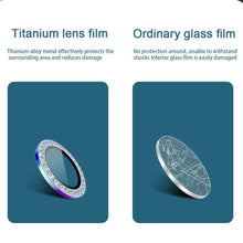 Load image into Gallery viewer, 2023 New Diamond Bling Metal Ring Glass Protective Cap For iPhone 14 13 12 11 Pro Max Mini Camera Lens Circle Protector Paste Tempered Glass Camera Cover Camera Lens Protector
