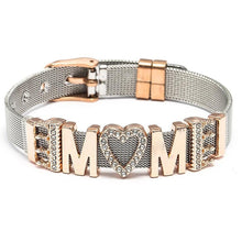将图片加载到图库查看器，Fashion Stainless Steel Woman and Men Bracelet Mesh Bracelet Set Crystal Heart Anchor Charm Fine Bracelet Bangle For Female Lover
