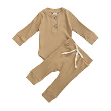Load image into Gallery viewer, Infant Newborn Baby  Spring Autumn Ribbed Solid Clothes Sets Long Sleeve Bodysuits , Elastic Pants 2PCs
