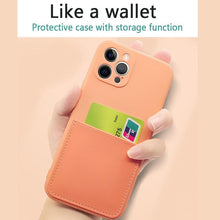 Load image into Gallery viewer, Simple Wallet Case For iphone Silicone Case For iphone 13 12 11 Pro Max Mini With Card Holder Cover Classic Silicone Full Protection Anti-Scratch Shockproof Case

