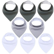Load image into Gallery viewer, 8PCS/SET Comfortable Colorful 100% Organic Cotton Adjustable Snaps Bandana Saliva Bibs For Baby Boys &amp; Girls Kids

