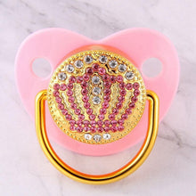 Load image into Gallery viewer, Modern Diamond Luxury Pink Crown Rhinestones Baby Pacifier Lollipop Elegant Infant Baby Shower Gift For Kids

