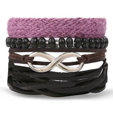 Load image into Gallery viewer, Vintage Black Bead Bracelets For Men Fashion Hollow Triangle Leather Bracelet &amp; Bangles Multilayer Wide Wrap Jewelry For Men and Women
