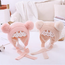 Load image into Gallery viewer, Handmade Modern Trend Winter  Christmas Knitted Baby Hat Cute Double Pompom Infant Baby Boy Girl Cap Ear Protection Hats Kids Children Cap
