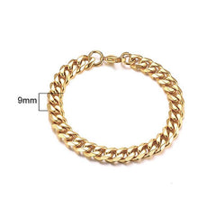 Load image into Gallery viewer, Men's Bracelet Curb Cuban Link Chain Stainless Steel Mens Womens Bracelets Bangle Gold Tone No Fade
