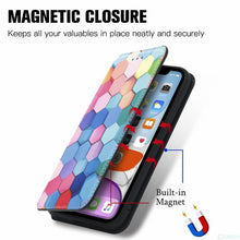 Load image into Gallery viewer, Multicolored Phone Case For iPhone 13 12 11 Pro Mini Cover Wallet Card Slot Flip Magnetic Leather PU Leather Flip Wallet Cover with Card Slots Case Cover
