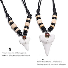 将图片加载到图库查看器，1PC Hawaii Surfer Jewelry Handmade Imitation Shark Teeth Pendant New Zealand Maori Tribal bone Choker WoMen's Men's Necklace
