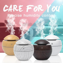将图片加载到图库查看器，Mini Air Humidifier Ultrasonic USB Aroma Wood Grain LED Night Light  Electric Essential Oil  Diffuser Aromatherapy Home
