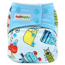 Load image into Gallery viewer, Colorful Modern Baby Cloth Diaper Bamboo Charcoal Nappy All-in-one Diapers sewn 3 Layers Micro fleece Insert Inside Reusable Diaper For Baby and Kids For Unlimited Use

