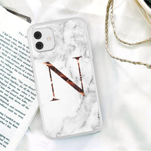Load image into Gallery viewer, White A-Z Marble Texture Phone Cover For Iphone 12 Mini Soft Silicone Back Case Solid Name Phone Case Luxury Screen Camera Protection Shockproof Soft Cover
