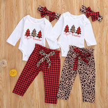 Load image into Gallery viewer, Newborn Baby Boys Girls Christmas Tree Printed Pullover Top and Leopard Pants Christmas Outfits 3pcs
