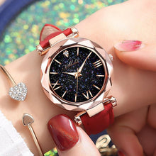 将图片加载到图库查看器，Women Casual Leather Ladies Watch Quartz Wrist Watch Starry Sky Female Clock For Women and Lady and Girls
