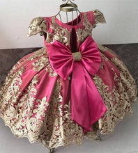 将图片加载到图库查看器，Handmade Luxury Princess Baby Girl 1 Year Birthday Dress Tutu First Christmas Party Cute Bow Dress Infant Modern Luxury Dress With Big Bow
