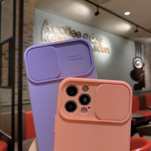 Load image into Gallery viewer, Sliding Lens Protective Silicone Case For iPhone 11 Pro Max Mini 12 Pro 13 Push Cover iphone Slide Camera Cover Case with Camera Lens Protector Cover Silicone Bumper Slim Phone Cover Compatible with iPhone
