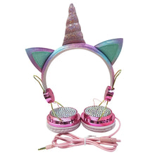 Load image into Gallery viewer, Cute Unicorn Headphones 3D Stereo Music Kids Headphones With Microphone Girls Cell Phone Children's Wired Headset Gamer Gift
