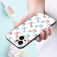 将图片加载到图库查看器，Anchor Boat Ship Wheel Phone Case For iPhone 13 12 Mini 11 Pro XS Max XR X 8 7 6S 6 Plus 5S 5 SE 2020 Black Cover Custom Anchor Hard Back Cover Case
