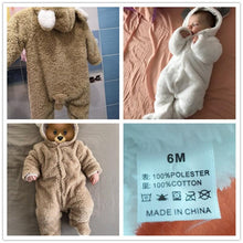 将图片加载到图库查看器，Newborn Winter Hoodie Baby Rompers Outwear Infant Baby Jumpsuit 3M -12M For Girls and Boys Winter Romper
