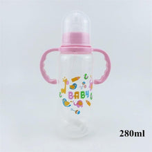 将图片加载到图库查看器，Unisex Baby 150/280ml Wide Mouth Soft Silicone Cover Straw Drinking Milk Bottle For Newborn Nursing Product With Handle
