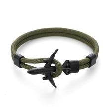 Load image into Gallery viewer, Elegant Modern Fashion Black Anchor Luxury Bracelets For Men And Women Charm Rope Chain Couple Bracelet Metal Airplane Leather Hooks Homme Jewelry

