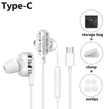 Load image into Gallery viewer, STEVVEX Wired Earphone Headphones with Microphone Dual Driver Phone Earphones Type C Ear phones
