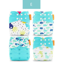 Load image into Gallery viewer, 4PCS/SET Washable Eco-friendly Diaper Ecological Adjustable Nappy Reusable Cloth Diapers Set For Baby and Kids
