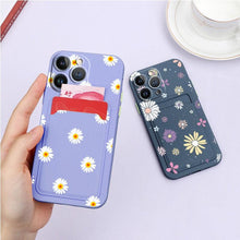 Load image into Gallery viewer, Charming Silicone Soft Anti-Scratch Cases For iPhone 13 Pro Max Case Silicone Wallet Card Holder Cover For iPhone 13 Mini 13ProMax 13Pro Flower Butterfly Beautiful Design Card Holder iPhone Case
