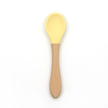 将图片加载到图库查看器，2PCS  Bamboo Training Spoons Organic Soft Baby Feeding Silicone Tip Spoon Scoop Easy Grip Handle Toddlers Infant Gifts For Parents And Baby Boys Or Girls

