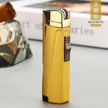 将图片加载到图库查看器，NEW Modern Luxury Grinding Wheel Three Torch Turbo Lighters For Cigarettes Accessories Cigar Smoking Lighters New Metal Design
