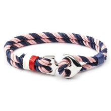 Load image into Gallery viewer, Men Bracelet Stainless Steel Anchor Bracelets Trendy Nautical Survival Nylon Rope Chain Armband Women Paracord Charm Bracelet
