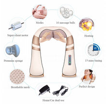 将图片加载到图库查看器，JinKaiRui U Shape Electrical Shiatsu Body Shoulder Neck Massager Back Infrared 4D kneading Massage Car Home Best Gift HealthCare
